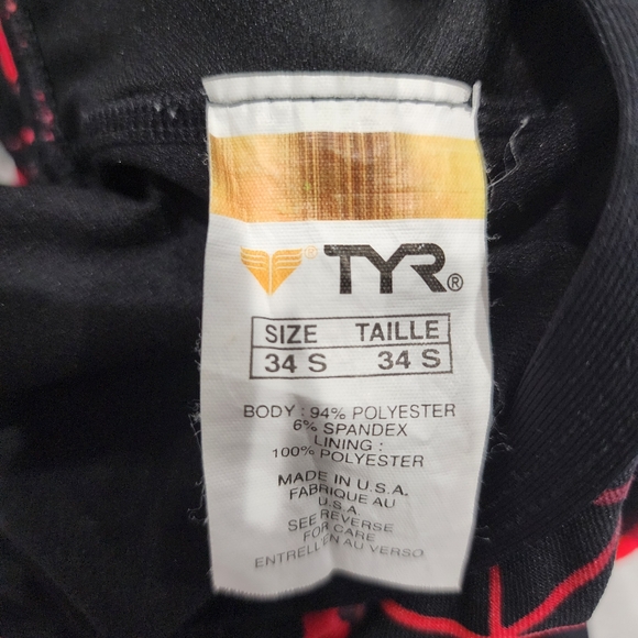 TYR Swimsuit One Piece Red/Black 34S - Picture 5 of 6